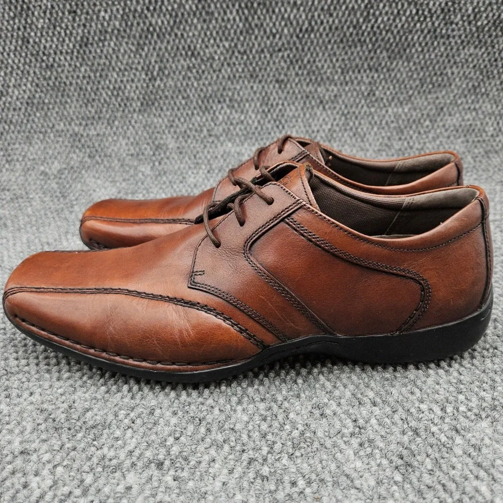 Clarks (Men's 12 M) Brown Leather Oxford Dress Shoes Square Toe Business Casual